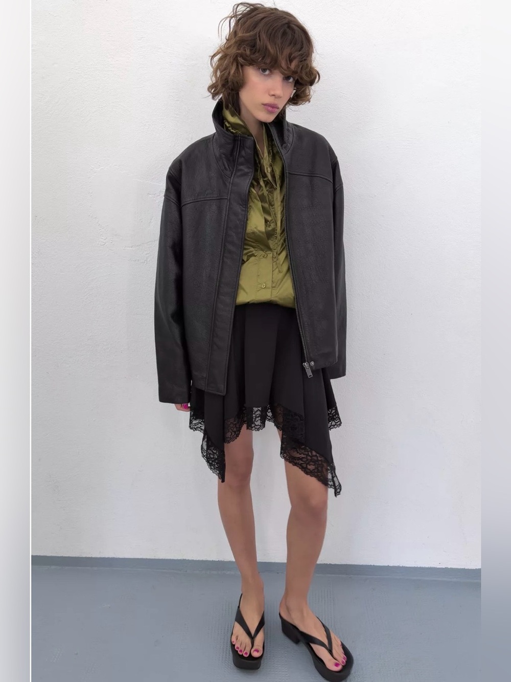 Zara oversize leather jacket